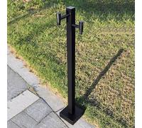 Mitigeur de Baignoire sur Pied Noir, Robinet de Bain Cascade avec Douchette, Colonne Autoportante pour Baignoire Îlot, Robinet Salle de Bain Design Moderne avec Pivot 360°(D Column With 2 Faucets)
