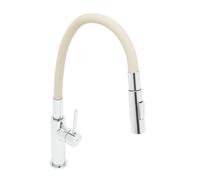 Mitigeur de cuisine 2 jets, bec flexible silicone, aérateur Neoperl®, cartouche en céramique, beige/chrome (SATBSD290BE2F)