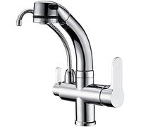 Mitigeur de cuisine 3 en 1 chromé avec filtre à eau potable, osmose inverse, 2 modes de pulvérisation, robinet sous-évier multifonction pour la maison, la cuisine et la salle de bain