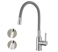 Mitigeur de Cuisine Flexible - CECIPA MAX - Inox Brossé - 360° - 2 Modes Jet - Gris