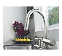 Mitigeur de cuisine Grohe Minta 32321DC2 supersteel, tête de pulvérisation double extractible, bec en C