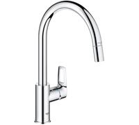 Grohe Start Loop Robinet de cuisine - monotrou - bec rehaussé rotatif extractibel - projection 21.5cm - levier ouvert - Chrome 30556000