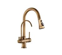Mitigeur De Cuisine Robinet Purificateur D’Eau Potable Direct De Cuisine Antique Robinet Double Sortie D’Eau évier Chaud Et Froid Robinet Extractible Rotatif, Brass/Big Head