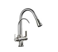 Mitigeur De Cuisine Robinet Purificateur D’Eau Potable Direct De Cuisine Antique Robinet Double Sortie D’Eau évier Chaud Et Froid Robinet Extractible Rotatif, Brushed/Big Head