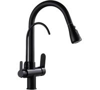 Mitigeur De Cuisine Robinet Purificateur D’Eau Potable Direct De Cuisine Antique Robinet Double Sortie D’Eau évier Chaud Et Froid Robinet Extractible Rotatif, Black/Big Head