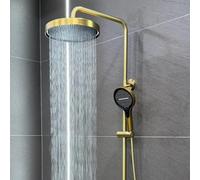 mitigeur de douch tête de pluie douchette à main Système de douche circulaire 30x20 avec trois modes de jet pour douchette à main (Or brossé)