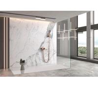 Mitigeur de douche avec poignée et flexible en laiton - Ensemble de robinet mitigeur de douche à main kit de salle de bain (or rose brossé)