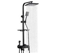 Mitigeur de douche avec thermostat, panneau de douche en acier inoxydable avec robinet, 4 buses de massage, douchette et bec de baignoire, caractéristiques de douche, colonne de douche, ensemble de