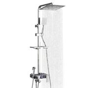 Mitigeur de douche avec thermostat, panneau de douche en acier inoxydable avec robinet, 4 buses de massage, douchette et bec de baignoire, caractéristiques de douche, colonne de douche, ensemble de