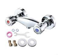 Mitigeur de douche chromé à double poignée pour eau chaude et froide pour salle de bain, cuisine, construction en laiton massif, design anti-refoulement, espacement de 150 mm, support mural G1/2