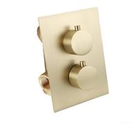 Mitigeur de douche en laiton, double mitigeur thermostatique dissimulé, 177 x 72 mm, interrupteur pour chauffe-eau de salle de bain, sortie chromée (or brossé)