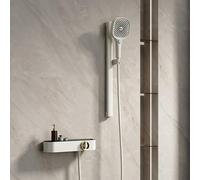 Mitigeur de Douche Mural Effet Cascade 4 Jets avec Douchette Blanc Laiteux