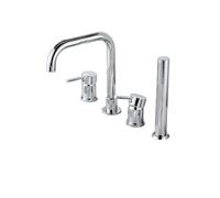 Mitigeur de douche noir à 4 trous avec pommeau de douche rotatif à levier unique pour salle de bain Slish Ch pour maison moderne