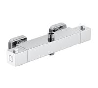 Mitigeur de Douche, Robinet de Douche Thermostatique avec 2 Sortie, Forme Carrée, Laiton, Finition Chromée