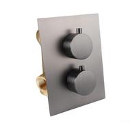 Mitigeur de douche thermostatique dissimulé en laiton massif plaqué chrome résistant aux rayures Compact 70 mm de profondeur Compatible avec systèmes de chaudières à gravité et combinés (gris)