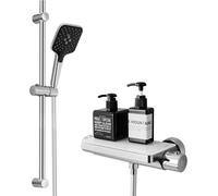 Mitigeur de Douche Thermostatique Lonheo, Ensemble Complet avec Barre Inox 70 cm, Douchette 3 Jets, Flexible 150 cm, Chrome