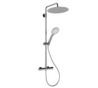 Mitigeur de douche thermostatique-Rond-Sortie sup/inf-Douche pluie 250mm inox-Douchette 5F-Chromé