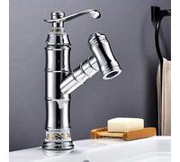 Mitigeur de lavabo avec douchette extractible, robinets de Salle de Bains en Laiton Chaud et Froid, 2 Modes, Cheveux lavables, Robinet de lavabo de Salle de Bains rétractable, Patine Noire-Chrome