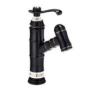 Mitigeur de lavabo avec douchette extractible, robinets salle bain en laiton, eau chaude et froide, 2 modes, lavable, cheveux rétractables, robinet, noir patiné(Chrome)