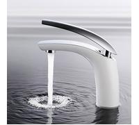 Mitigeur de Lavabo Blanc Chromé HOMELODY - Design Élégant Robinetterie Salle de Bain