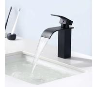 Mitigeur de lavabo effet cascade, Noir, robinet de salle de bain