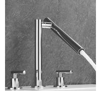 Mitigeur de lavabo en laiton à 3 trous, double levier, montage sur pont | Deux valves en céramique, aérateur en nid d'abeille, débit sans éclaboussures, queues à montage rapide, montage sans outil