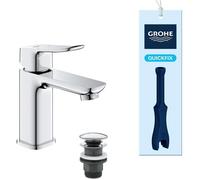 GROHE Mitigeur monocommande lavabo Dice – Bonde clic-clac, QuickTool, Économie d'eau – Chrome