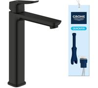 GROHE Dice Mitigeur monocommande Taille XL pour vasque à poser (Robinet pour Lavabo de Salle de bain, Facile à installer avec QuickTool inclus, Economie d'eau), Noir Mat,1018922430