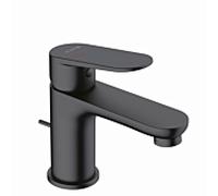 Mitigeur de lavabo Kludi X1 322633975 EcoPlus, position centrale, eau froide, avec bonde, noir mat