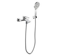 Mitigeur de Lavabo Robinet de Baignoire avec Douchette 3 Jets Chromé Eau Chaude/Froide Fixation Murale