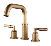 Mitigeur de Lavabo Robinet de Lavabo Moderne de Style Antique à 2 Poignées Pivotant à 360 Degrés 3 Trous En Laiton