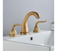 Mitigeur de Lavabo Robinet de Salle de Bain Style Rétro Antique à 3 Trous Mitigeur à 2 Poignées avec 3 Sorties Eau Chaude/Eau Froide