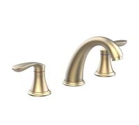 Mitigeur de Lavabo Robinet Mitigeur de Salle de Bain Vintage à 3 Trous Finition Or Brossé 2 Poignées pour Lavabo Eau Chaude/Froide