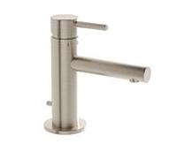 Mitigeur de lavabo VitrA Origin A4256734, saillie de 105 mm, court, montage monotrou, avec bonde, nickel brossé