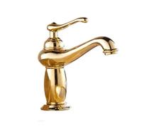 Mitigeur de salle de bain vintage, mitigeur de salle de bain, mitigeur de lavabo monotrou, robinet de lavabo, robinets chauds et froids, doré, court