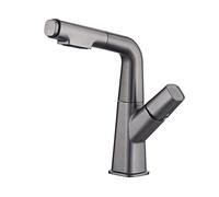 mitigeur d'évier avec pulvérisateur extractible, robinets d'évier d'eau Chaude et Froide relevables, Double Mode, poignée Unique, robinets de lavabo extractibles pour Salle de Bain, Gris