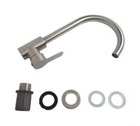 Mitigeur d'évier de cuisine à poignée unique en acier inoxydable 304 avec pulvérisateur rabattable et bec pivotant à 360 degrés pour eau chaude et froide, résistant à la rouille, finition argentée (2