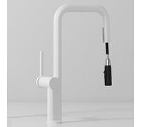 Mitigeur d'évier de cuisine - Robinet à levier unique avec bec pivotant, finition brossée, design monobloc