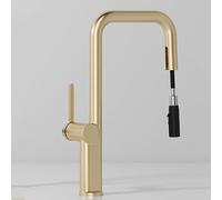 Mitigeur d'évier de cuisine - Robinet à levier unique avec bec pivotant, finition brossée, design monobloc