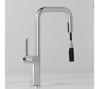 Mitigeur d'évier de cuisine - Robinet à levier unique avec bec pivotant, finition brossée, design monobloc