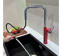 Mitigeur d'évier de cuisine - Robinet à levier unique avec bec pivotant, finition brossée, design monobloc