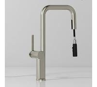Mitigeur d'évier de cuisine - Robinet à levier unique avec bec pivotant, finition brossée, design monobloc