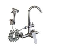 Mitigeur d'évier de cuisine, robinet d'évier mural pliable en acier inoxydable 304, robinet mélangeur d'eau froide et chaude Commercial(Model B)