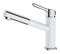 Mitigeur d'évier - Franke - Orbit - Douchette extractible - Chrome / Blanc-glace - Économie d'eau