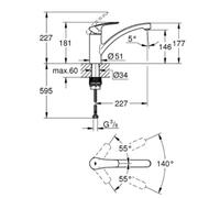 Mitigeur d'évier Grohe Eurosmart 33281003