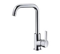 Mitigeur d'évier haut bec L finition Chromé COLORADO by Eurosanit | cartouche céramique 35 mm avec butée à point dur (économie d'eau) | Corps et poignée métal | 2 flexibles inox F3/8