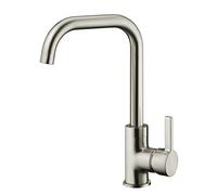 Mitigeur d'évier haut bec L finition Inox brossé COLORADO by Eurosanit | cartouche céramique 35 mm avec butée à point dur (économie d'eau) | Corps et poignée métal | 2 flexibles inox F3/8