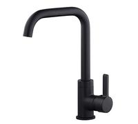 Mitigeur d'évier haut bec L finition Noir Mat COLORADO by Eurosanit | cartouche céramique 35 mm avec butée à point dur (économie d'eau) | Corps et poignée métal | 2 flexibles inox F3/8