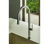 Mitigeur d'évier Kludi AUREA DN 15 55852N575 avec douchette extractible, bec orientable, nickel brossé