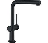 Mitigeur d'évier monocommande Hansgrohe 72809670 avec bec extractible, 1 jet, noir mat